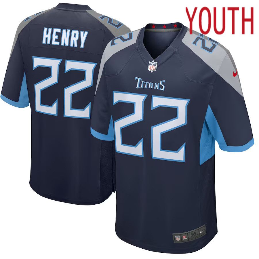 Youth Tennessee Titans #22 Derrick Henry Nike Navy Game Player NFL Jersey->youth nfl jersey->Youth Jersey